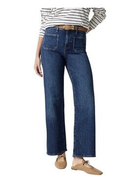 J.Crew Factory Full Length Wide Leg Slim Patch Pocket Jeans Dark Wash Size 30